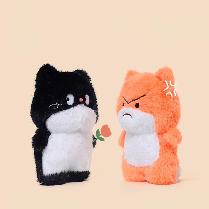 Cartoon Couple Cat Plush Toys Soft Stuffed Cartoon Animal Kitty Doll Black Cats Pillow Cushion Christmas Birthday Gift For Kids