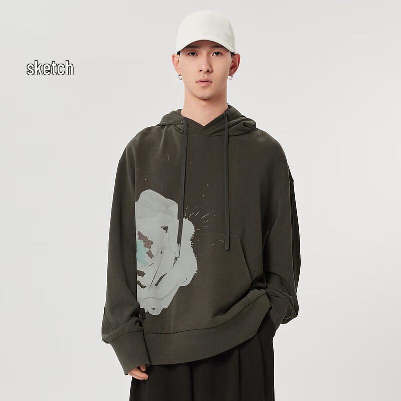 

CROQUIS Men s Graphic Print Hooded Pullover M