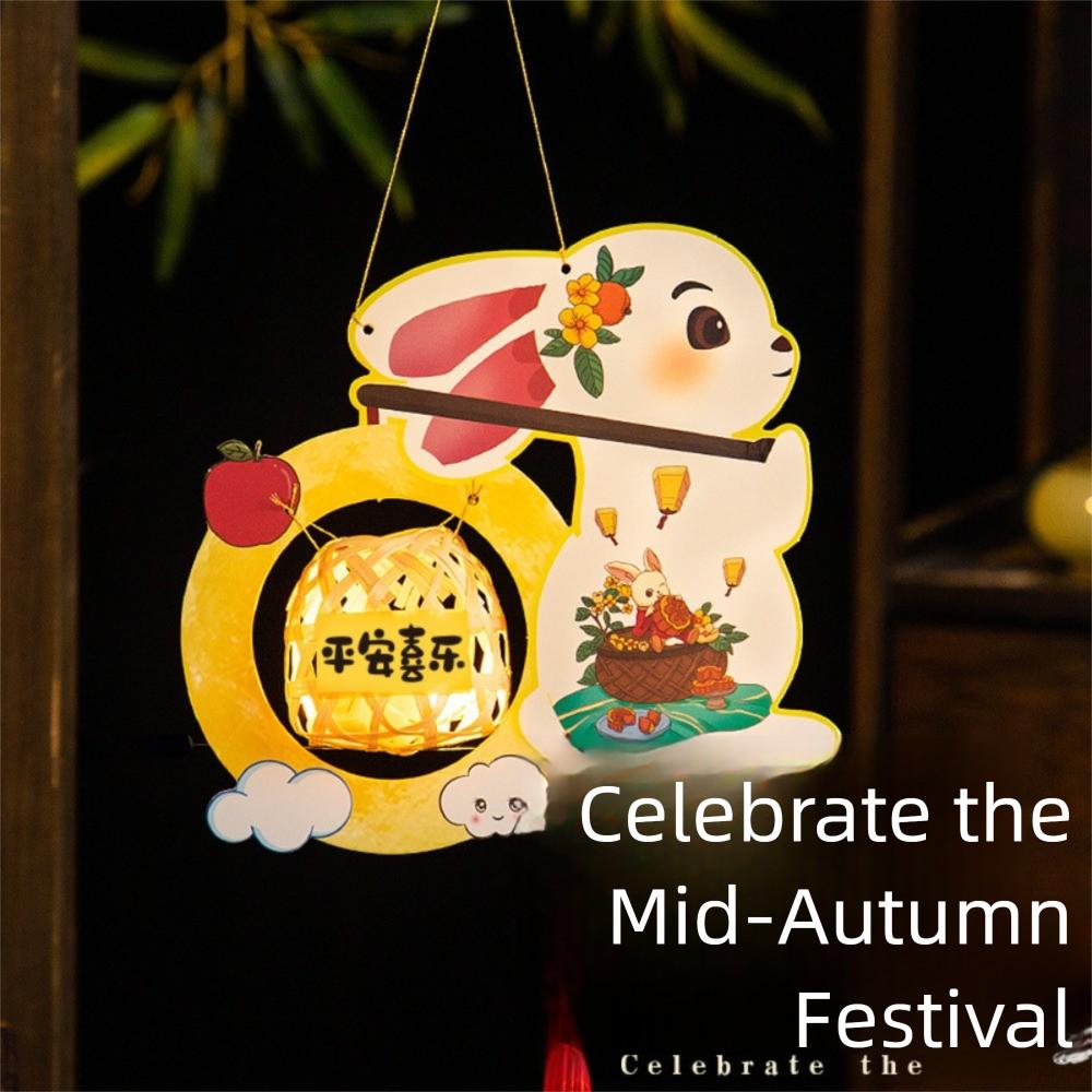 DIY Craft Middle Autumn Festival Lantern Cartoon Hanging Rabbit Lamps  Moon Festival