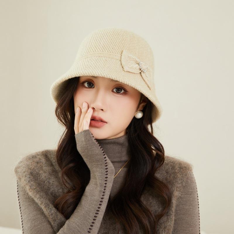 Autumn and Winter New Style French Millinery Elegant Temperament Bow Hat  Fashionable and Versatile Face Showing Small Wool Warm Basin Hat