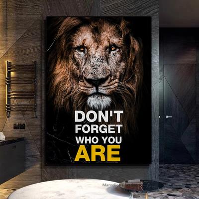 Abstract Animal Lion Inspirational Canvas Painting Don't Forget Who You Are Poster Prins Wall Art for Living Room Home Decor