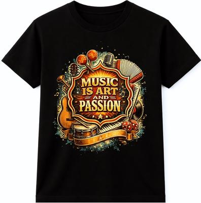 Musikliebhaber T-Shirt Musik ist Kunst und Leidenschaft Rockmusiker Grafik-T-Shirt