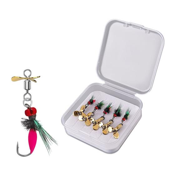 5Pcs Bionic Fishing Baits with Sharp Hook Compact Design Portable Rotatable Saltwater Freshwater Swimbaits Fly Fishing Lures