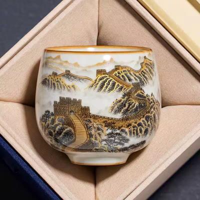 Ru Kiln Wanli Great Wall Luohan Master Cup Single Cup Open Tea Cup Ceramic Household Personal Tea Cup
