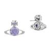 VIVIENNE WESTWOOD Reina Large Saturn Galaxy Orbit Imitation Crystal Earrings Women Earrings Silver Purple 62010376-02P691