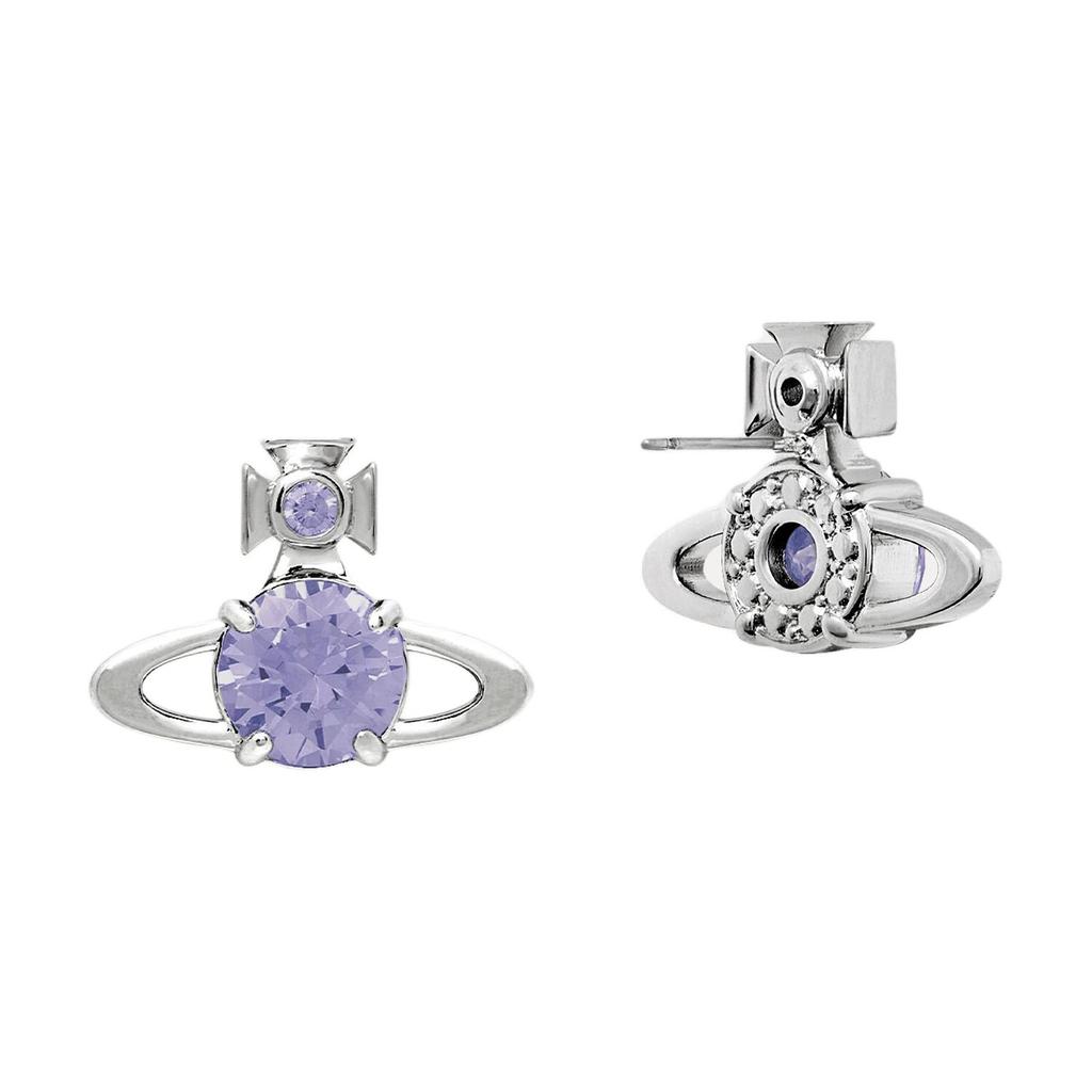VIVIENNE WESTWOOD Reina Large Saturn Galaxy Orbit Imitation Crystal Earrings Women Earrings Silver Purple 62010376-02P691