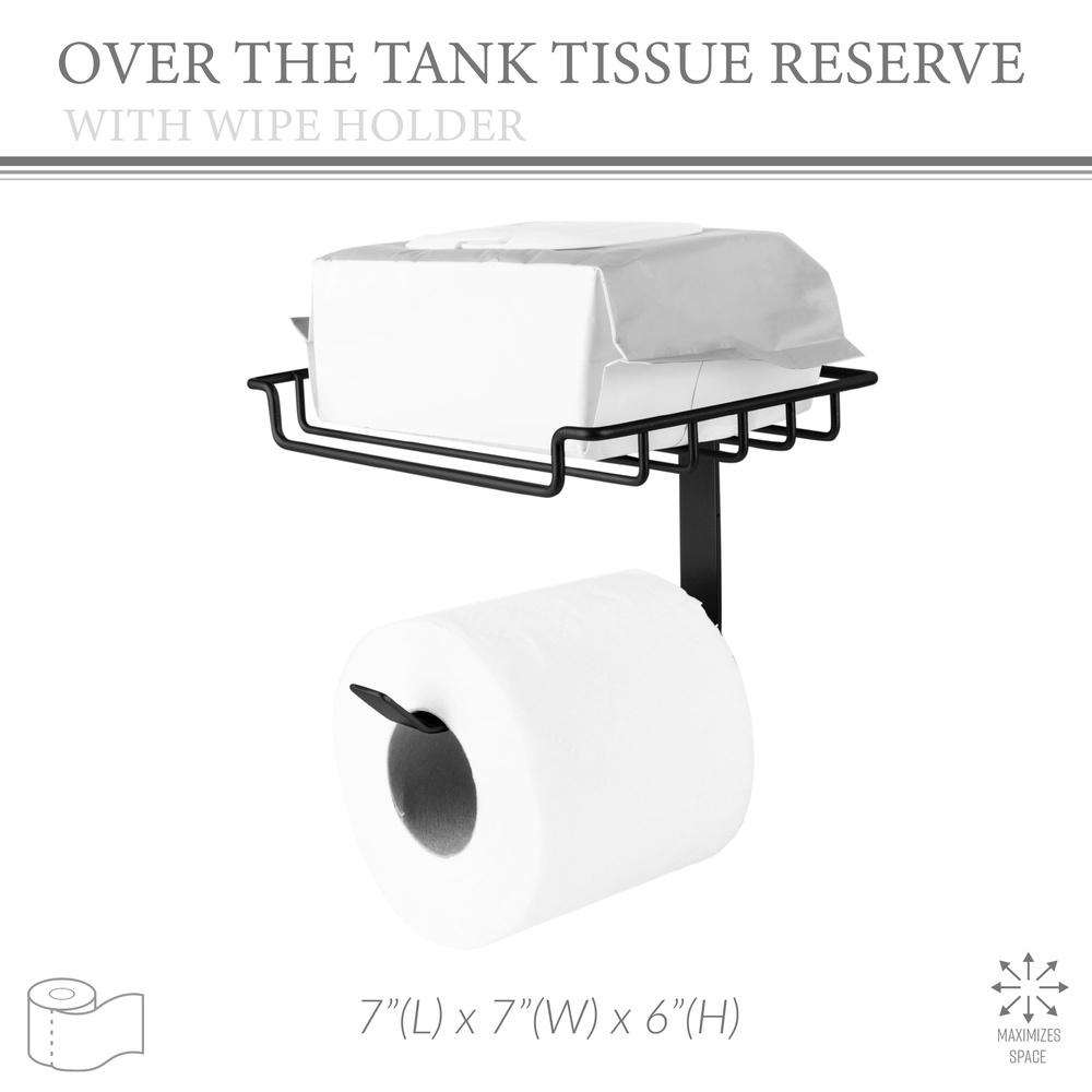 Over the Tank Tissue Dispenser with Shelf Wipes Phone Holder Easy Installation Bathroom Storage Solution