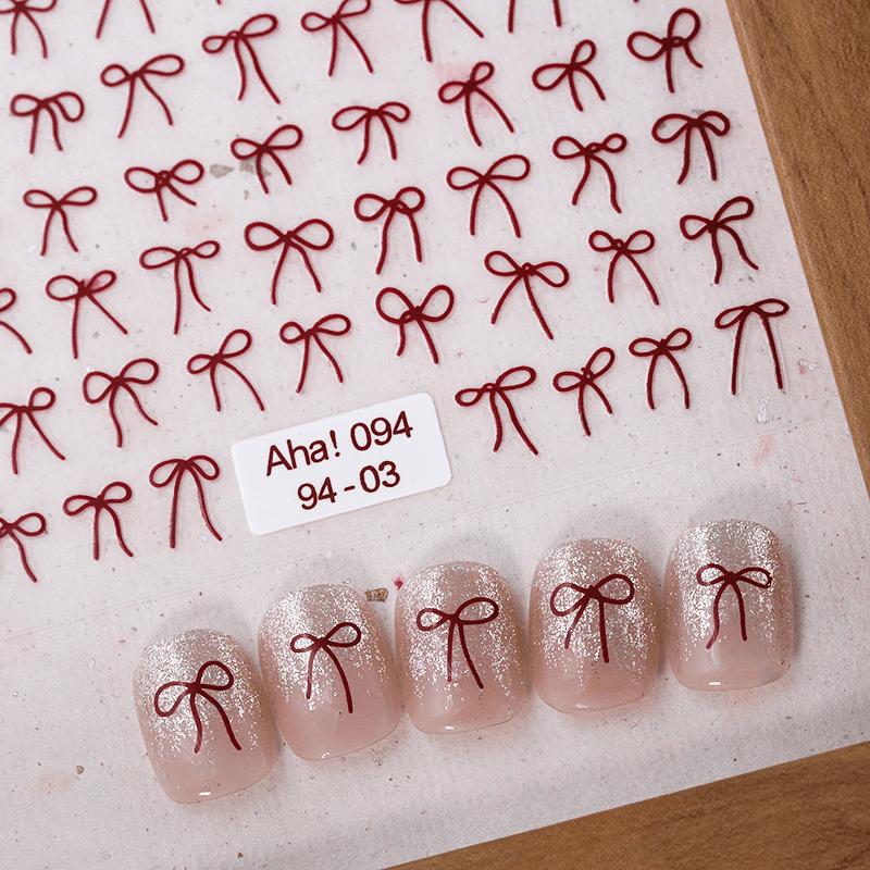 

Праздничные 3D мини-наклейки для нейл-арта с бантами - черно-белые ленточные наклейки для DIY нейл-аксессуаров