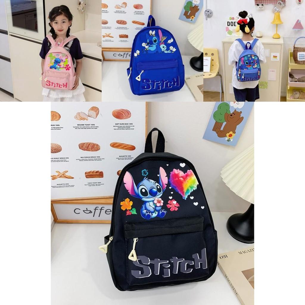 Stitch Flower Pattern Kids Backpack With Breathable Nylon For Elementary School Children