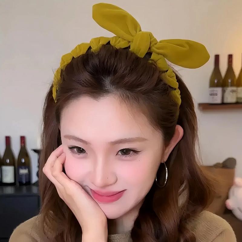 Retro Velvet Bow Headband Temperament High Crown Hair Clip For Women