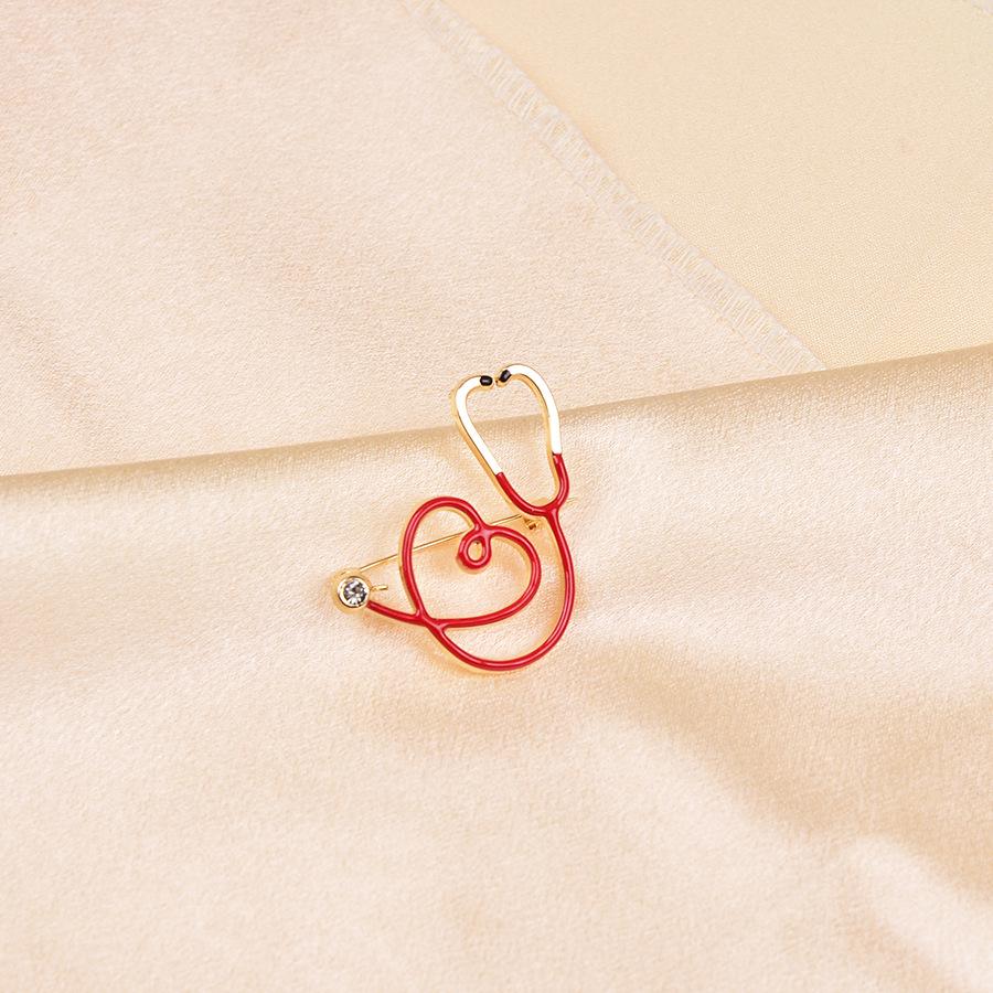 Creative Cartoon Stethoscope Brooch: Medical Staff Heart & Red Cross Pin