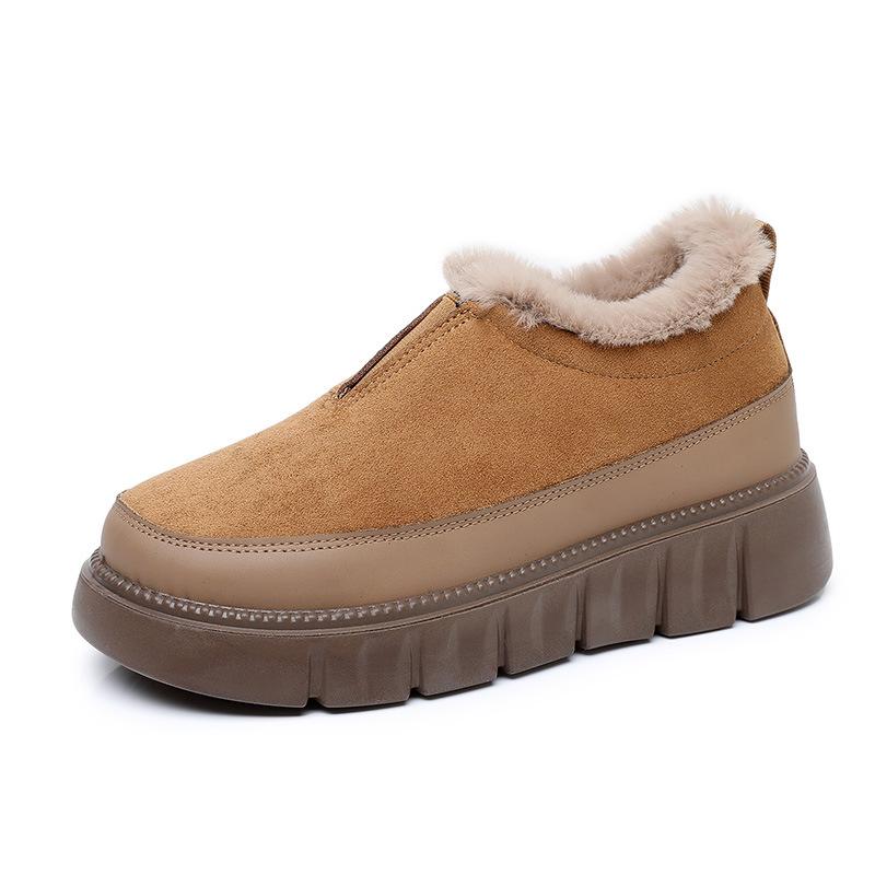 Women's Winter Warm Chunky Platform Snow Boots Non-Slip Comfortable Walking Shoes With Faux Fur Lined Outdoor Faux Suede Short Booties for Women