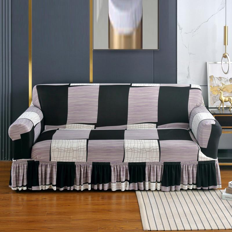 Premium Printed Ruffled Skirt Sofa Covers for Living Room Stretch Couch Cover Sofa Slipcover Furniture Protector