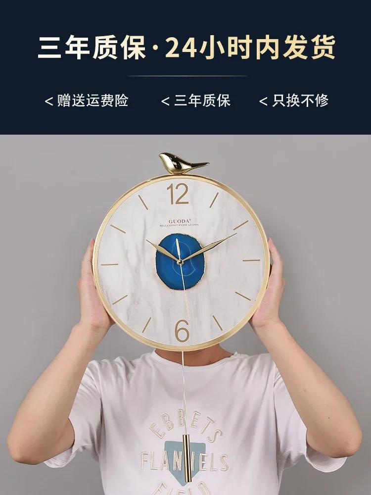 Nordic Wall Clock Metal Agate Living Room Decoration Wall Watches Home Decor Mute Creative Luxury Glod Kitchen Clock Undefined