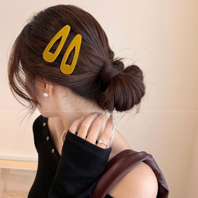 Korean Flocking Water Drop Hair Clips Simple Solid Color Bangs Side Hair Pin Cute Mini BB Clip Women Autumn Winter Hair Accessories