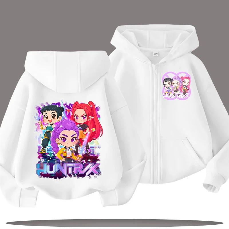 Funny Zip Up Sweatshirts Kpop Demon Hunters Hoodie Children Clothes Kid Girl Boy Sweatshirt Zipper Hoody Baby Casual Top