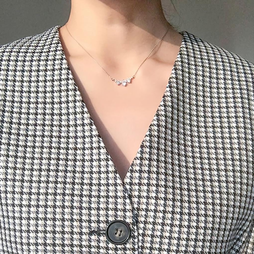 Women's Daily Side by Side Cubic Zirconia Necklace in Silver 925