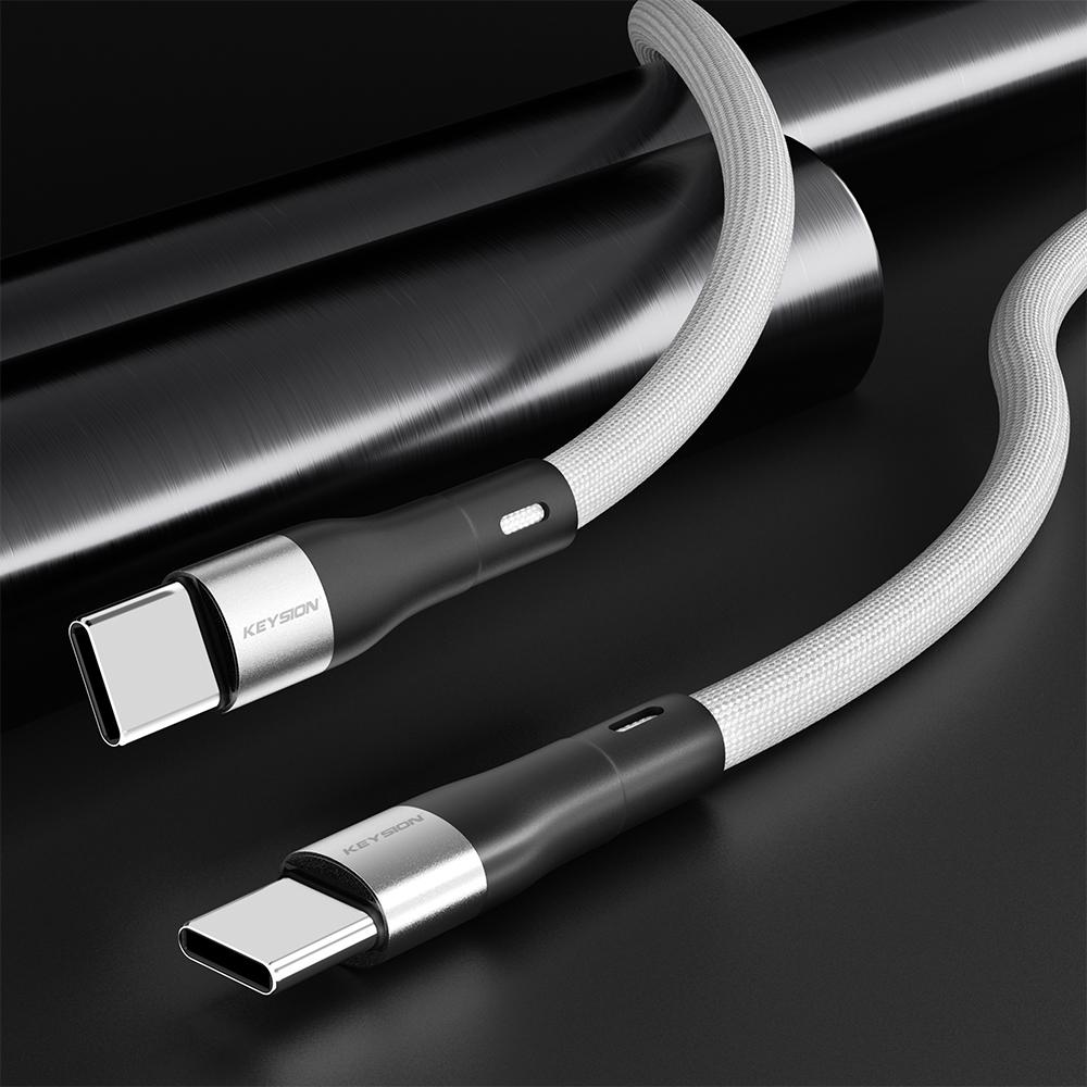 

KEYSION Кабель для швидкого заряджання з магнітним присмоктуванням, 100 Вт USB C до USB Type C PD для iPhone 15 MacBook Шнур Samsung QC 4.0 1m білий