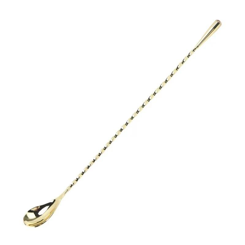 Spiral Pattern Long Handle Mixing Spoon Food Grade Stainless Steel Cocktail Scoop for Home Bar Bartender Drink Making