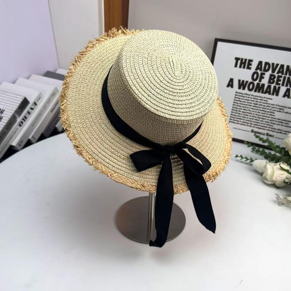 Summer French Big Brim Sun Hat Women's Fashion Ins Seaside Sun Protection Straw Hat Pastoral Pearl Face Small Sun Hat