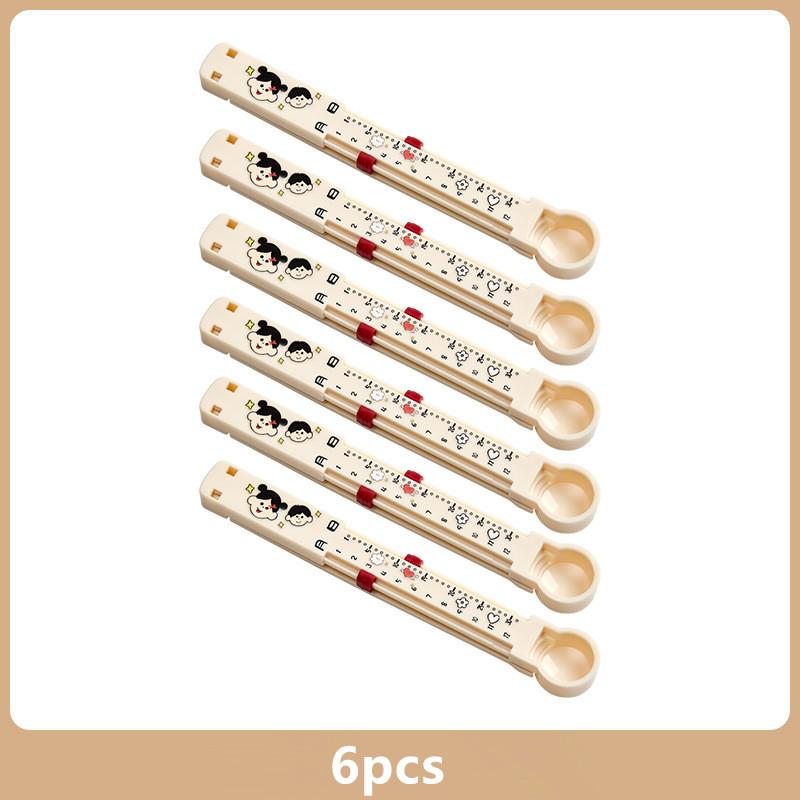 6Pcs Cartoon Snack Sealing Clip With Date Scale Sealer Portable Food Sealing Clip Plastic Snack Clip Seasoning Bag Sealing Clip