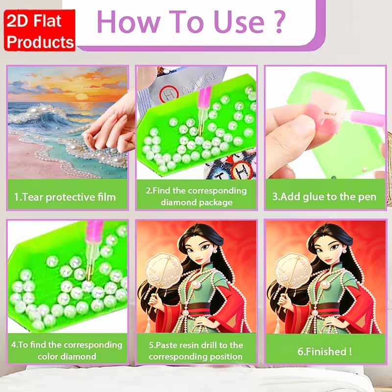 Disney Pearl Painting Gentle Mulan DIY Pearl Art Pearl Painting Kit Pearl Art Painting Wall Suitable for Home Office Decoration Handmade Gifts
