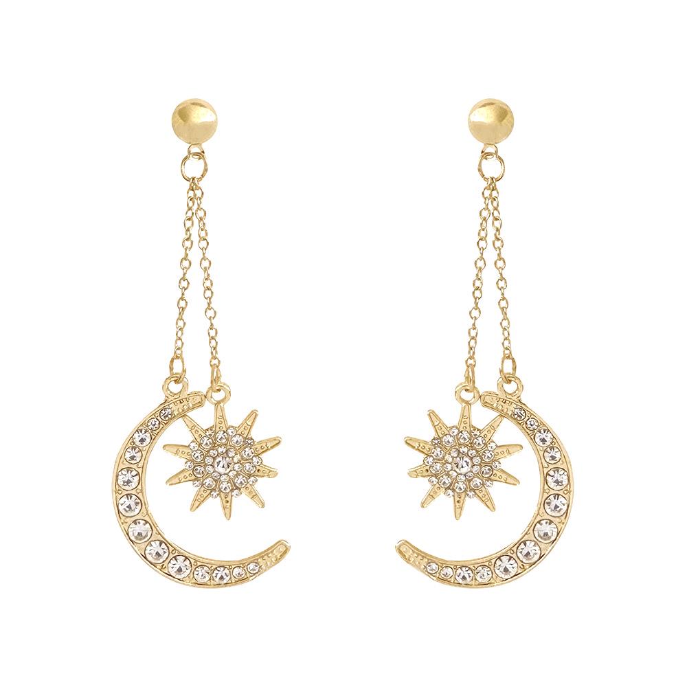 Bohemian Star & Moon Long Earrings for Weddings