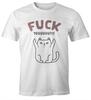 Men's T-Shirt Fun Shirt Fuck Youuuu Saying Cat with Middle Finger Funny