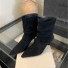Bailamos Winter New Brand Women Ankle Boots Fashion Pointed Toe Ladies Elegant Chelsea Boots Shoes  Thin High Heel Dress Pumps
