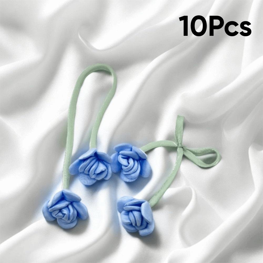 10Pcs Handmade Double Head Rose Flowers DIY Craft Crochet Decoration 3D Flower Patches Artificial Rose Bow Flowers