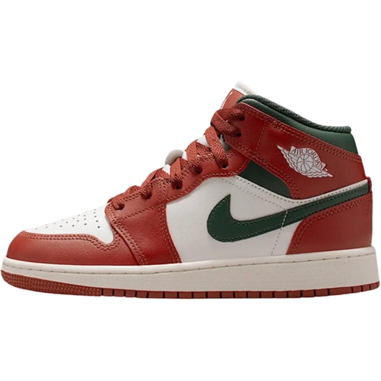 Кроссовки Air Jordan 1 Mid GS Redstone Midnight Green для детей Sail Pure-Platinum DQ8423-105 37.5
