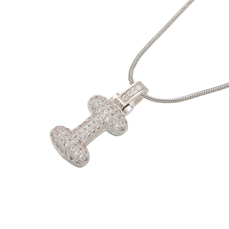 ZHUKOU Silver color Bubble initial letters necklaces 26 letters pendants necklaces for women Brass CZ Jewelry VL34