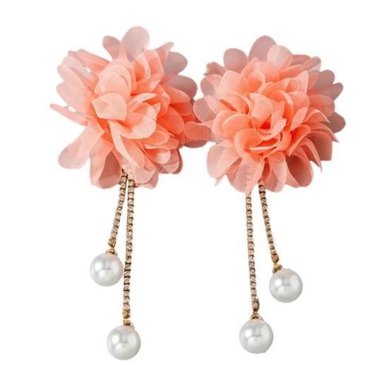 

Большие серьги-цветы из ткани Бохо Серьги-подвески с искусственным жемчугом Длинные серьги с кисточками из страз для праздничных вечеринок Отпуска Пляжа оранжевый