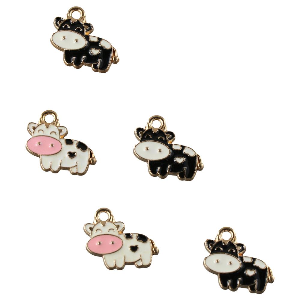 60 Pezzi 60 Pezzi Animali Lega Smalto Ciondoli Fai da Te Mucca Charms Orecchino