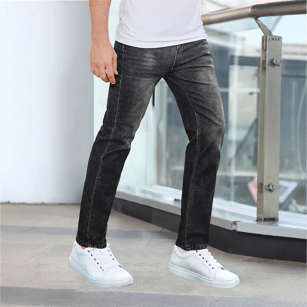 Exclusive for Black Men's Jeans, Elastic and Slim-fitting Small-footed Denim Trousers, Popular for Men
