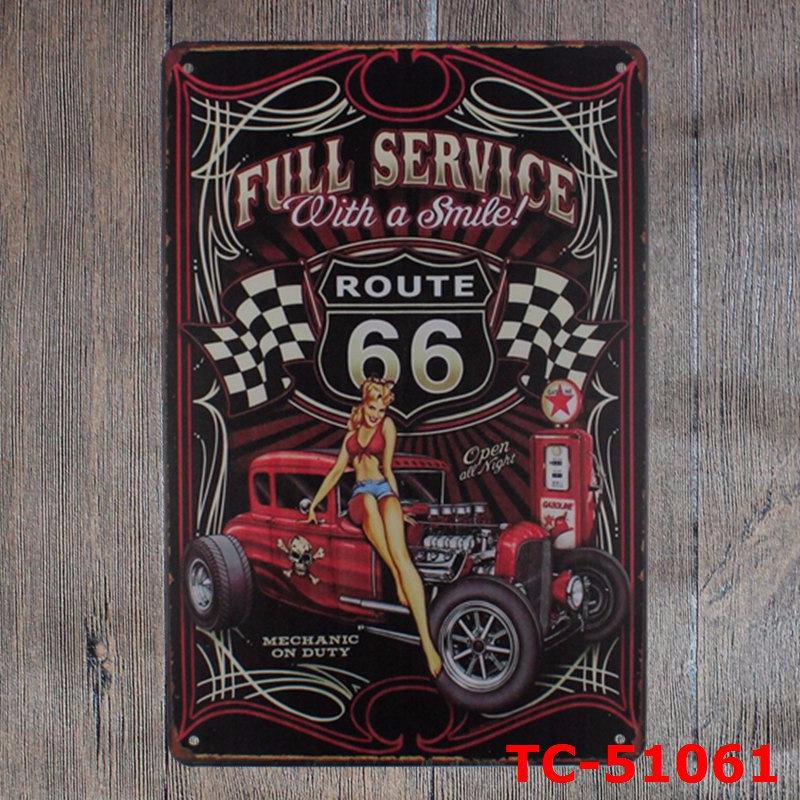 Tilpasset Retro Pin-up Jente Bilverksted Blikkskilt