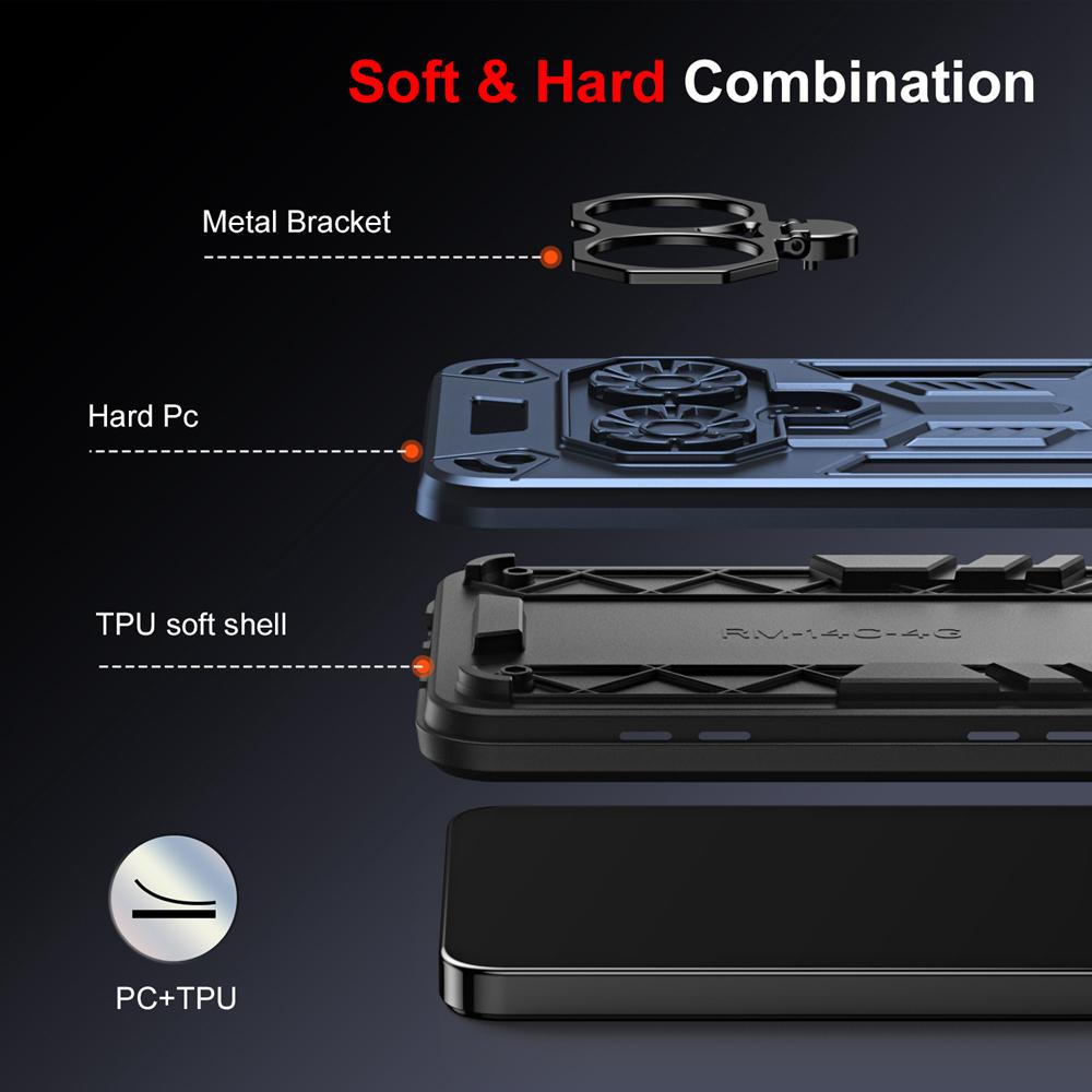 KEYSION Shockproof Armor Case for TECNO POVA 6 6 Pro 5G Soft Silicone+PC Metal Ring Stand Phone Back Cover for TECNO Pova 6 Pro