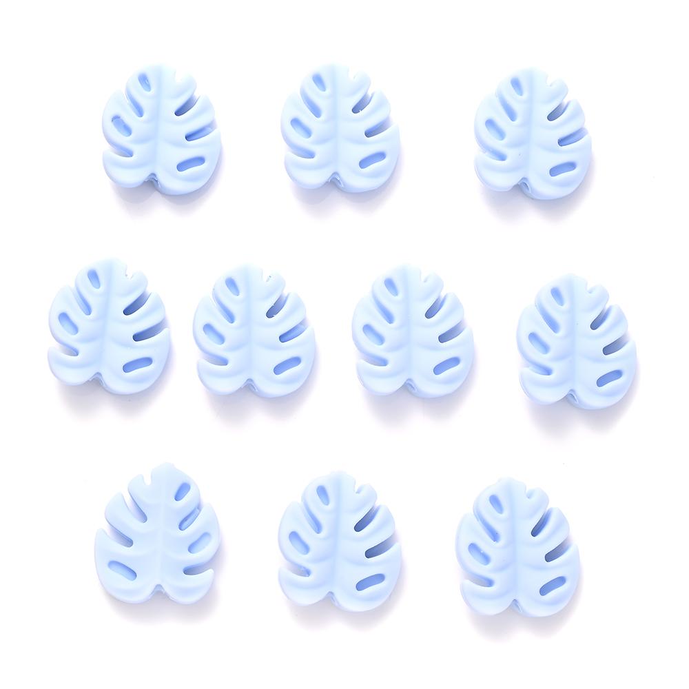 10Pcs Cartoon Leaf Silicone Beads Baby Teether Toy Infant Pacifier Chain Chewable Nursing Teether For DIY Handmade Accessories