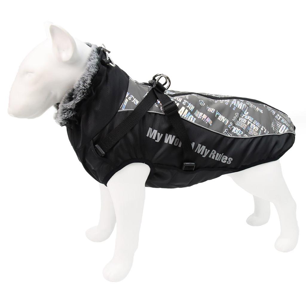 Reflective Dog Vest For Walking At Night Waterproof Dog Coat Winter Dog Clothes Jacket Pet Dog Coat With Harness