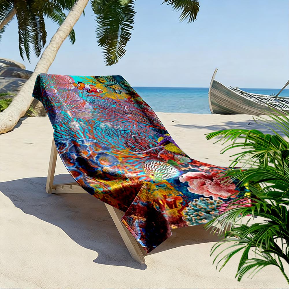 Colorful Underwater Coral Reef Design Beach towel quick-drying for travel outdoor sports jogging beach and swimming