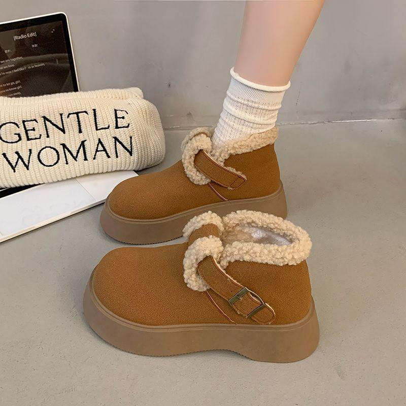 Women's Soft Sole Winter Warm Fur One Snow Boots Padded Lined Ankle Boots Anti-slip Hiking Casual Sports Cotton Boots