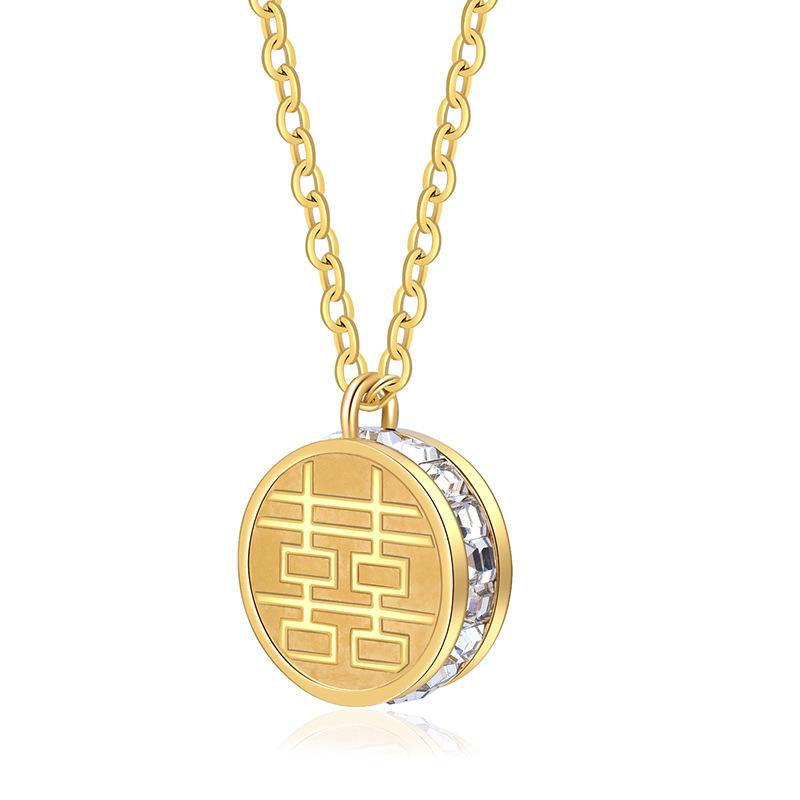 

Chinese 2022 Elegant Style Doublesided Happiness Character Necklace Women For золотий