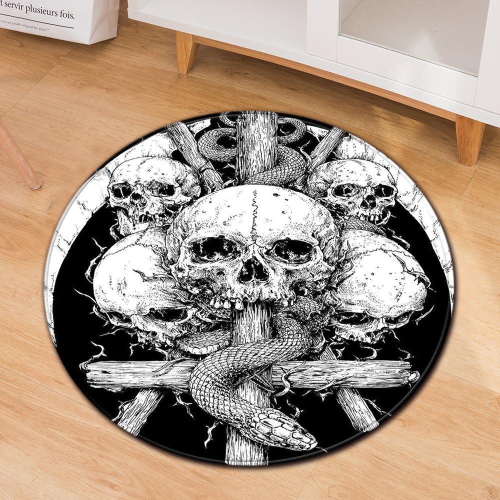 

Skull Round Carpet Computer Chair Mat Office Chair Floor Mat Door Mat Foot Mat Diameter about 40cm