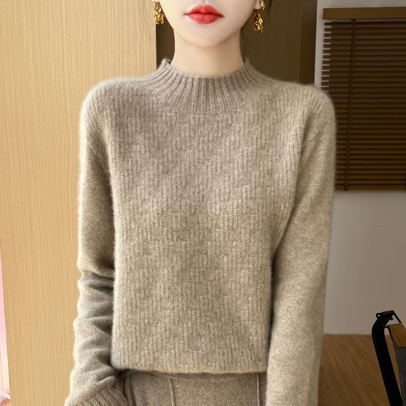 Women's Cashmere Sweater Qinghe Cashmere 30% Cashmere 70% Wool Women's Autumn and Winter Thick Cashmere Pullover Soft and Warm