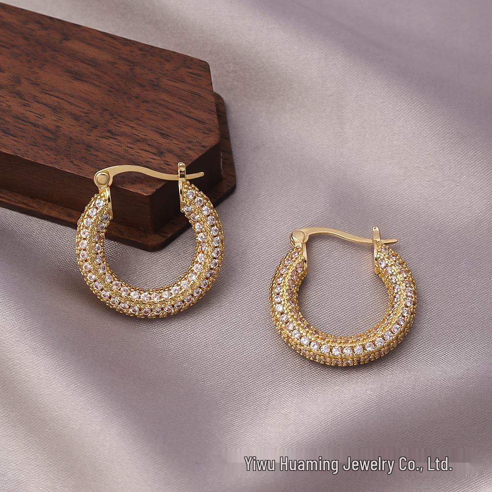 French Light Luxury Zircon Diamond Stud Earrings - Versatile & Trendy Styles