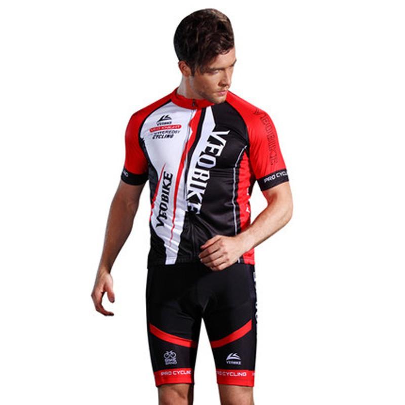 Mens Cycling Jersey Bib Shorts Set Breathable Quick-Dry Bike Outfit Road Mountain Riding
