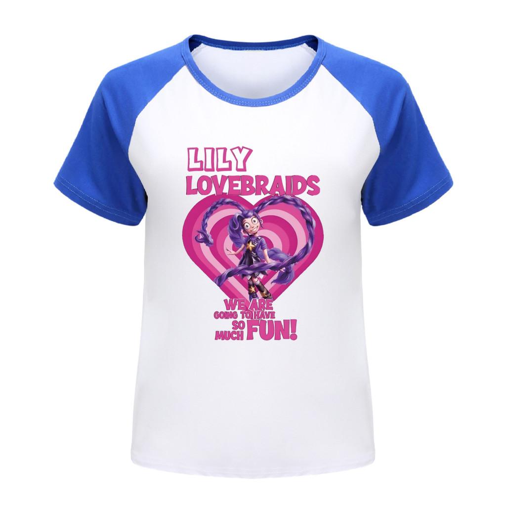 5580 Kids Girls Lily Lovebraids Print Raglan Sleeves Multi-color T-Shirt Top 100cm