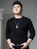 European Trendy Brand Men's Sweater for Autumn and Winter, Warm Inner Wear, High-End Knitwear, Round Neck Pullover, Solid Color Base Layer