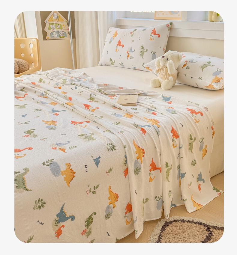 Class A Double Layer Gauze Bedding: Single Cotton Bed Sheet & Duvet Cover Set for Dorm Rooms