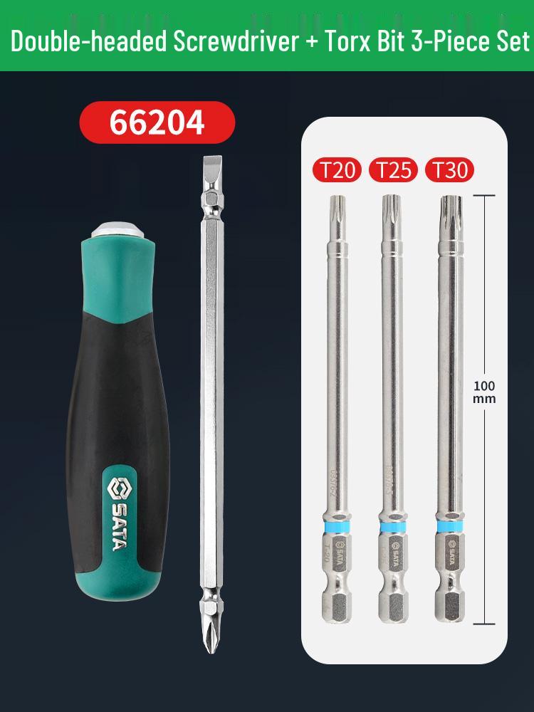SATA 2-in-1 Double-Ended Screwdriver: High Hardness Phillips & Flathead Repair Tool